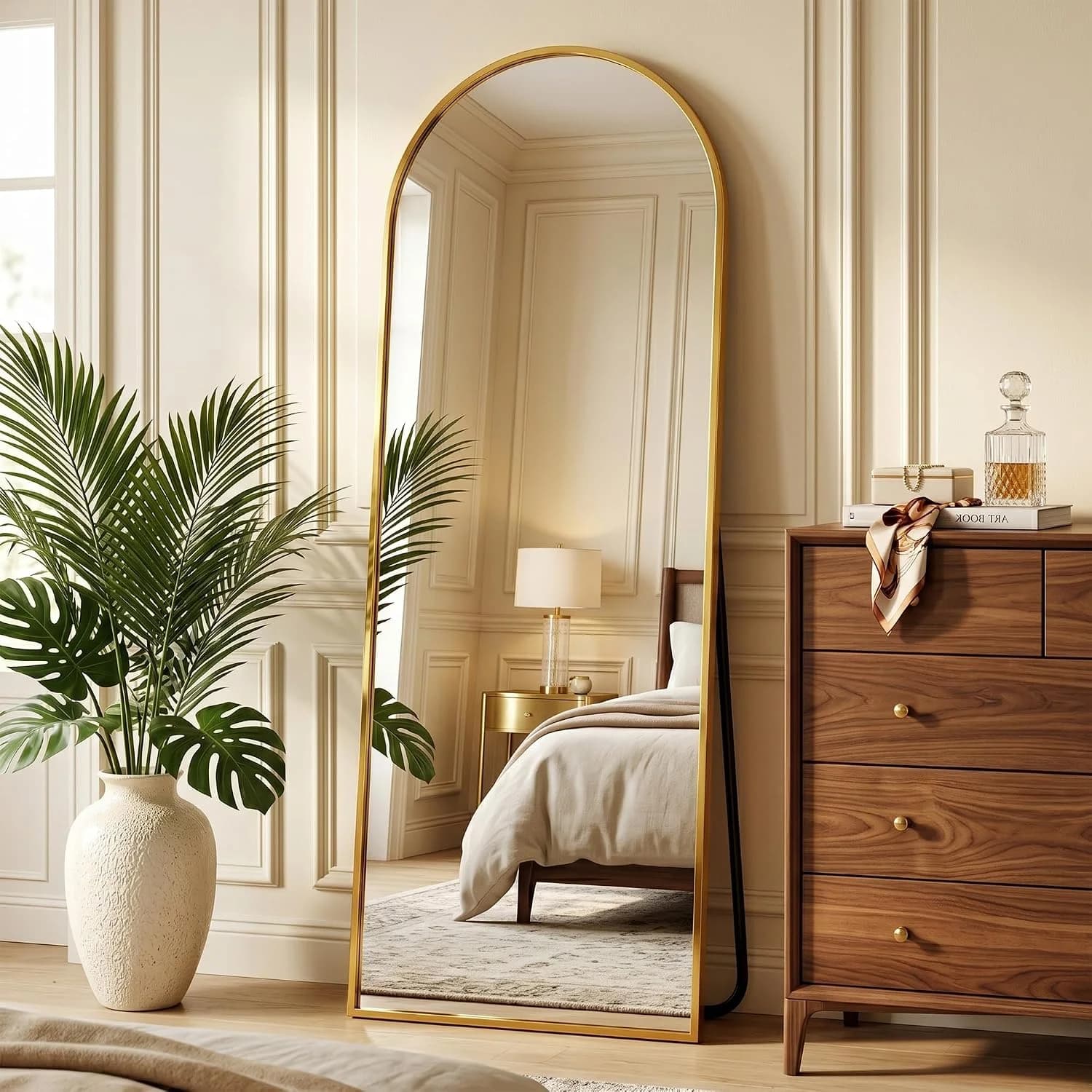 Full Length Mirror, 57" x 18" Arched Full Body Mirror Large Standing Floor Mirrors, Mirrors for Bedroom, Bathroom, Livin