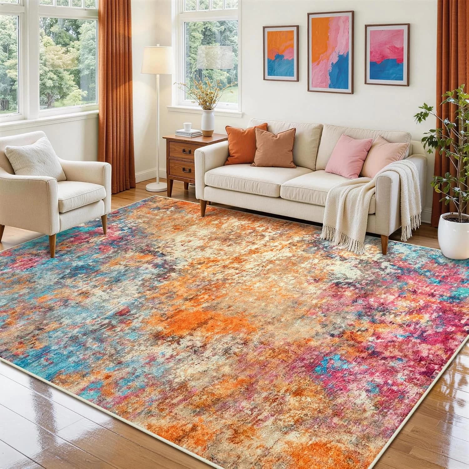 Aelenmu 6x9 Area Rugs for Living Room Washable Bedroom Dining Room Colorful