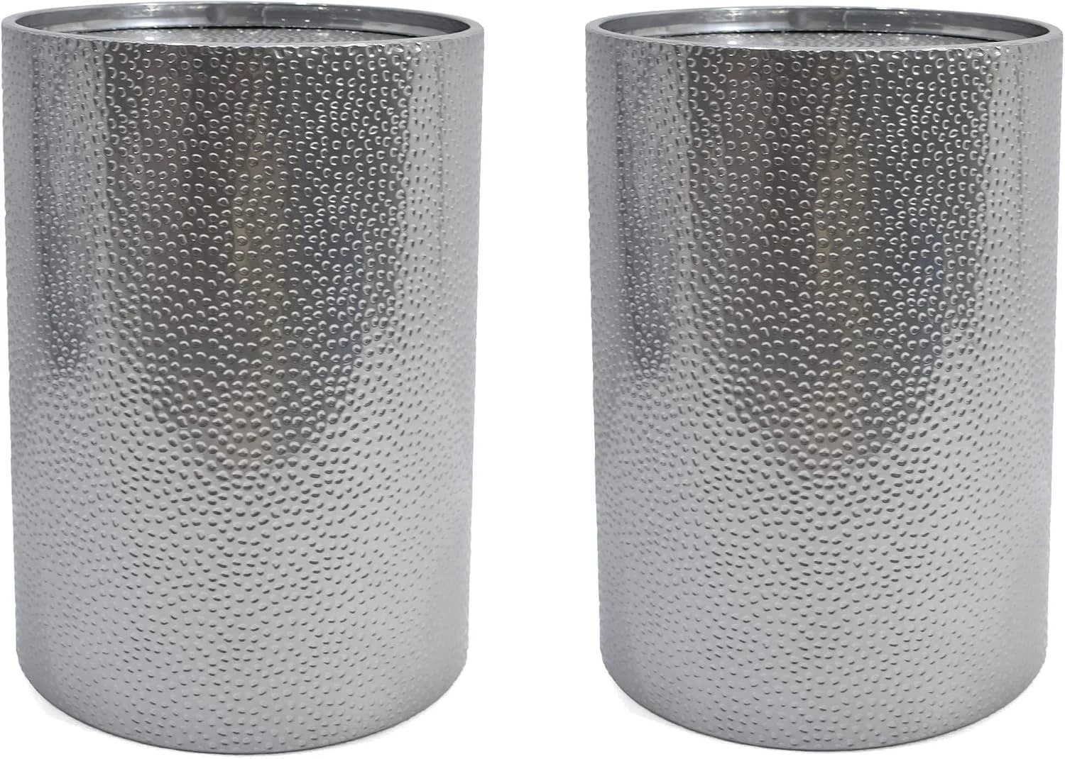 Christopher Knight Home Kaylee Modern Round Hammered Iron Accent Table (2 Pack) -Silver 16 in x 16 in x 22.25 in