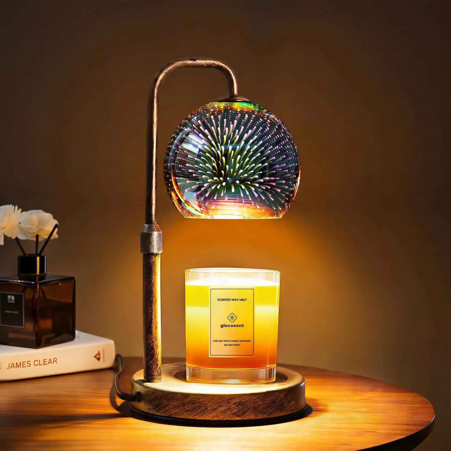 Glocusent Candle Warmer Lamp with Timer, Dimmable, Adjustable Retro 2 Bulbs