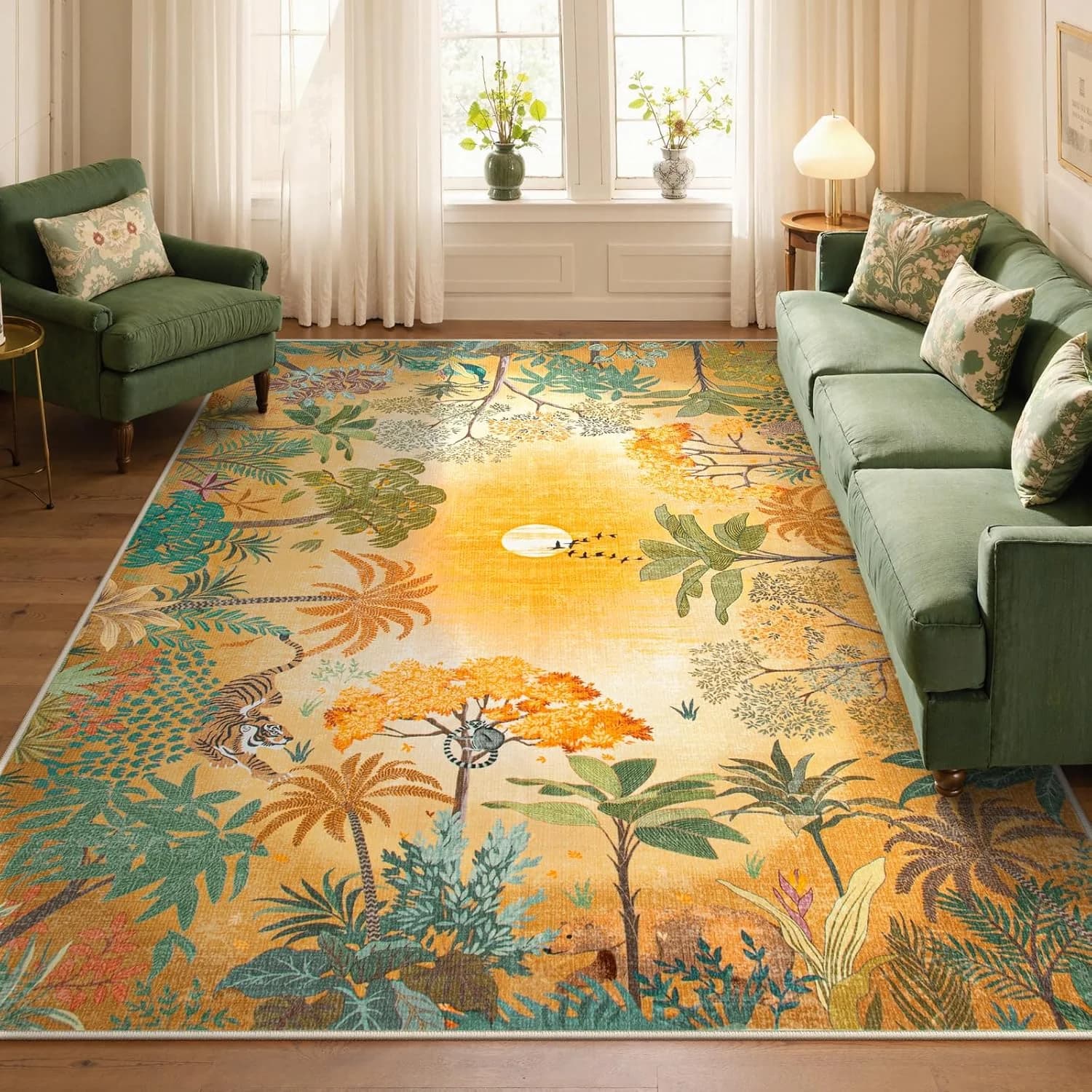 Lahome Fall Jungle 5x7 Autumn Rug for Living Room Bedroom Washable Carpet