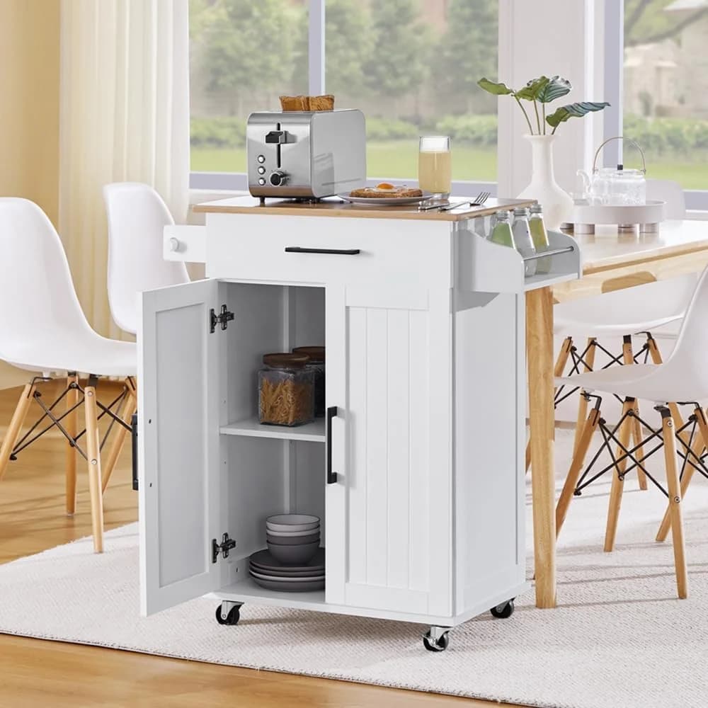 Yaheetech 32 Inches Kitchen Island Cart with Storage Cabinet, Drawer, White
