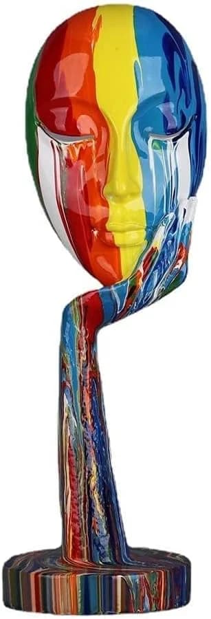 suruim Simple Creative Colorful Female Face Art Statue Thinker Sculpture Abstract Character Crafts Ornament Home Office