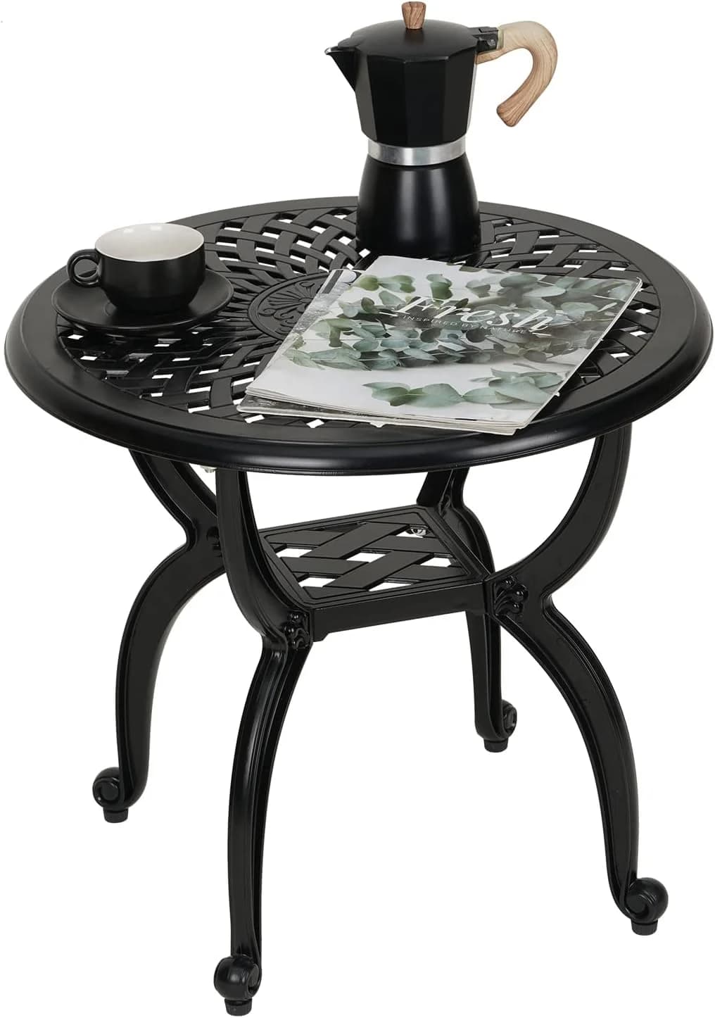 Jardin DE Centennial Cast Aluminum Side/End Table, Anti-Rust Coffee Bistro Table for Outdoor, Patio, Indoor, Garden, Por