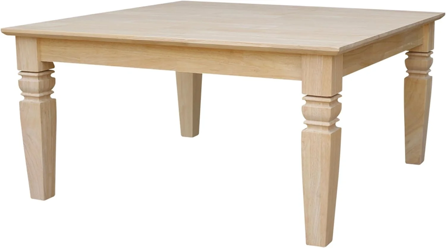 International Concepts, 18"H Java Square Coffee Table, Farmhouse, Living Room Furniture, Sturdy Solid Parawood, Paint or