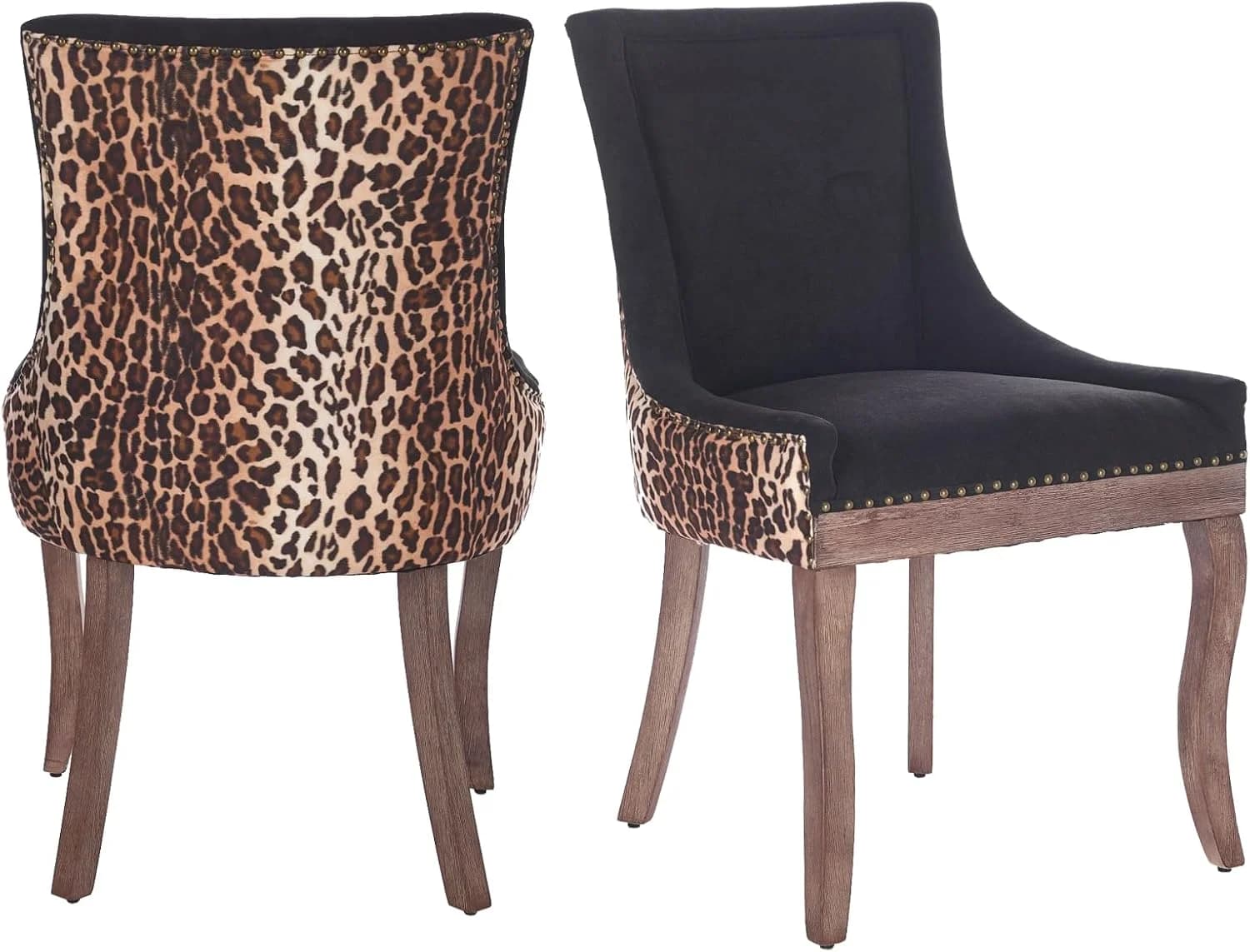 Aoowow Vintage Fabric Upholstered Side Chairs Set of 2 for Kitchen,Sillas De Comedor,Farmhouse Solid Wood Kitchen Dining