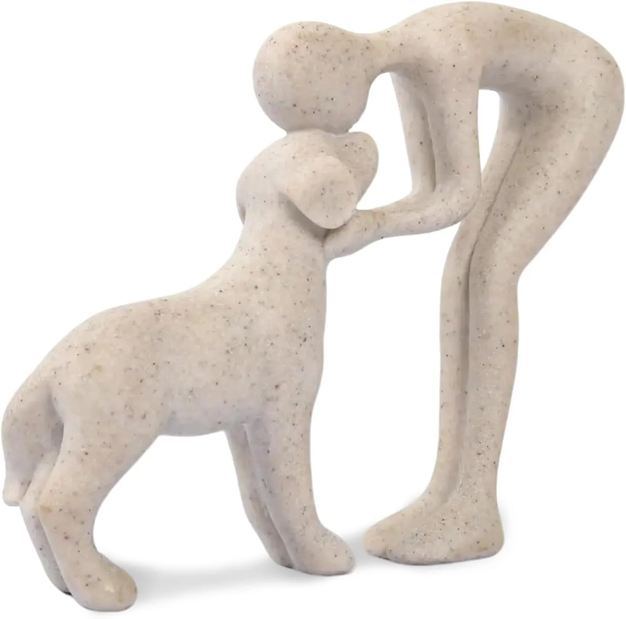 Abstract Person and Dog Head-to-Head Figurine Sandstone