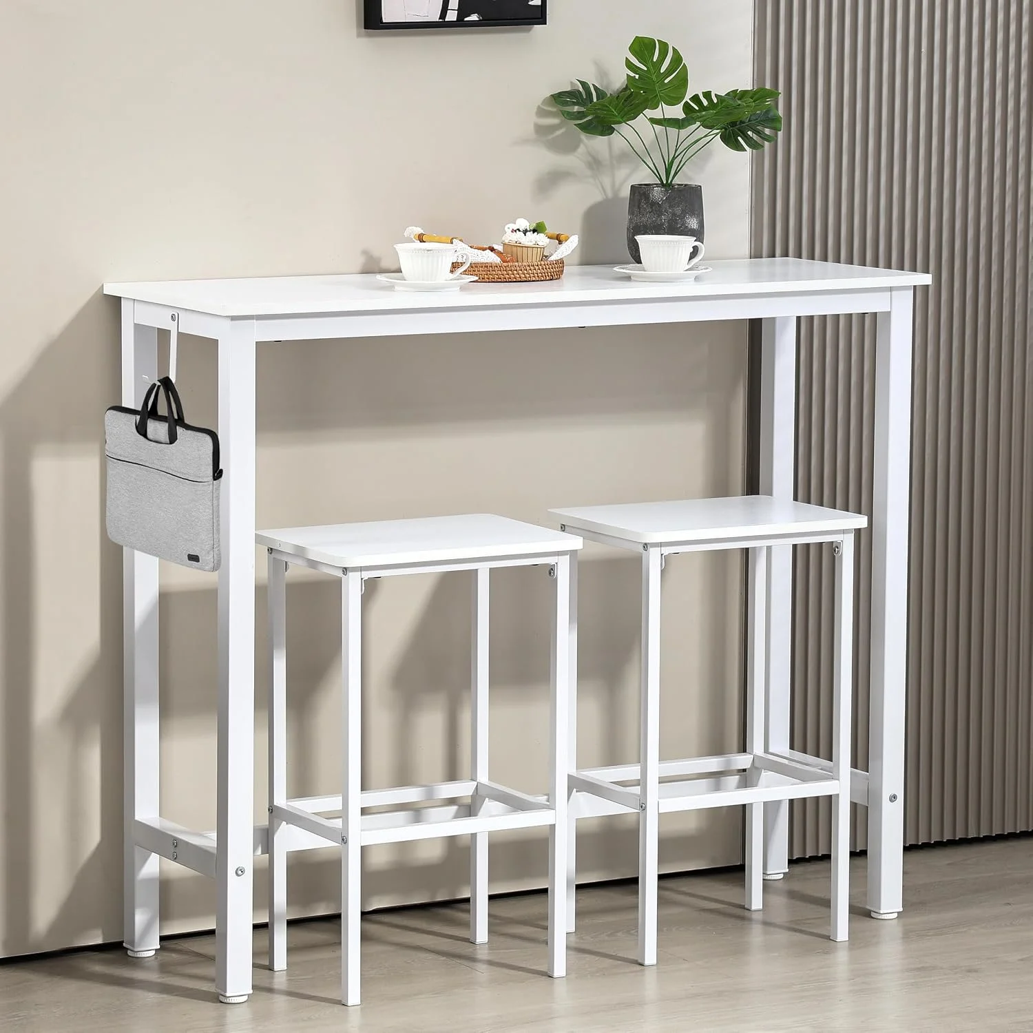 Finnhomy 47" Industrial Bar Table Set with 2 Stools - Counter Height Dining & Pub Table for Small Spaces, Kitchen, Apart