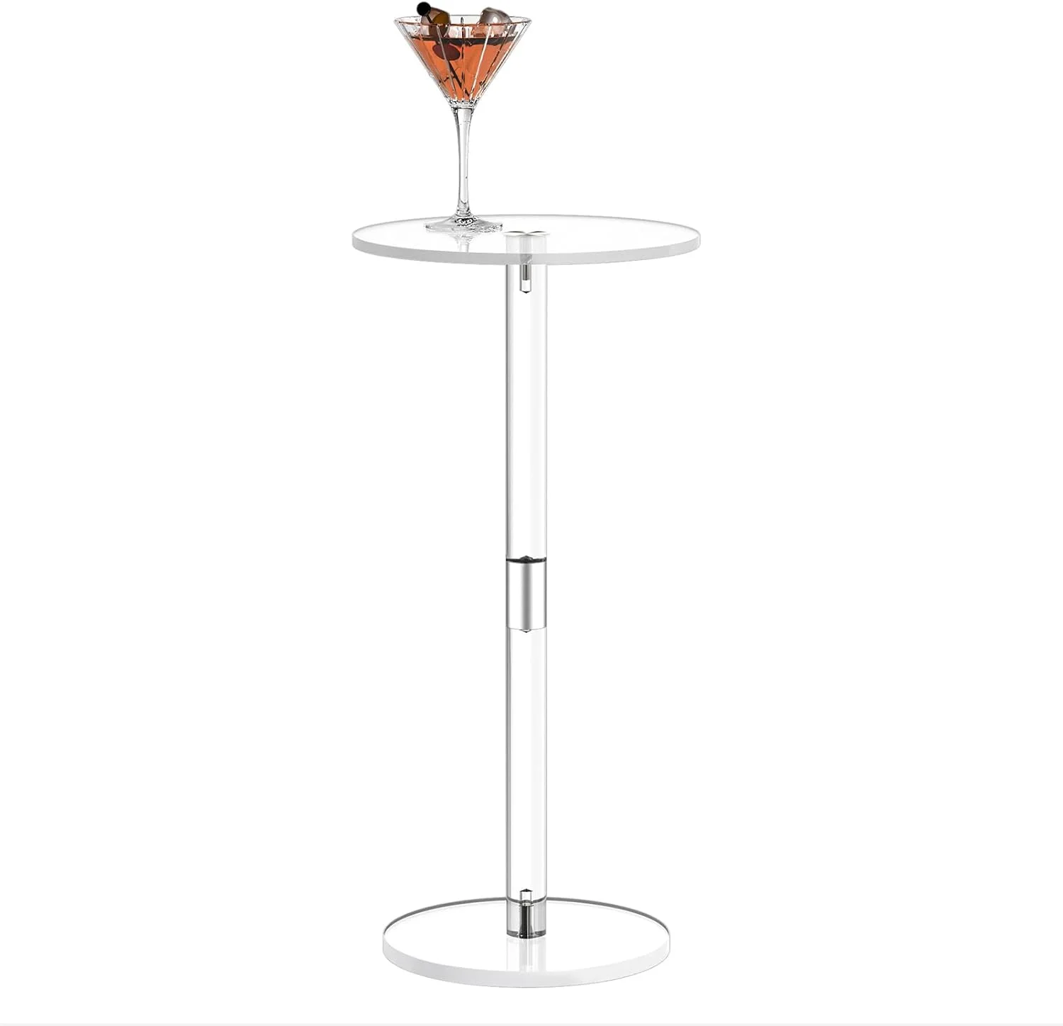 HMYHUM Acrylic Drink Table for Small Spaces, 10" L x 10" W x 21.3" H