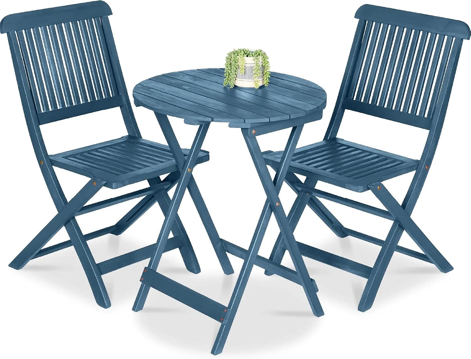Best Choice Products 3-Piece Acacia Wood Bistro Set, Folding Patio Furniture for Backyard, Balcony, Deck w/ 2 Chairs, Ro