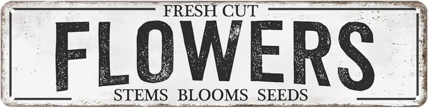 Fresh Cut Flowers Sign Vintage Farmers Market Decor Flower Shop Metal Tin Sign Flower Market Decor Garden Signs Home Cav