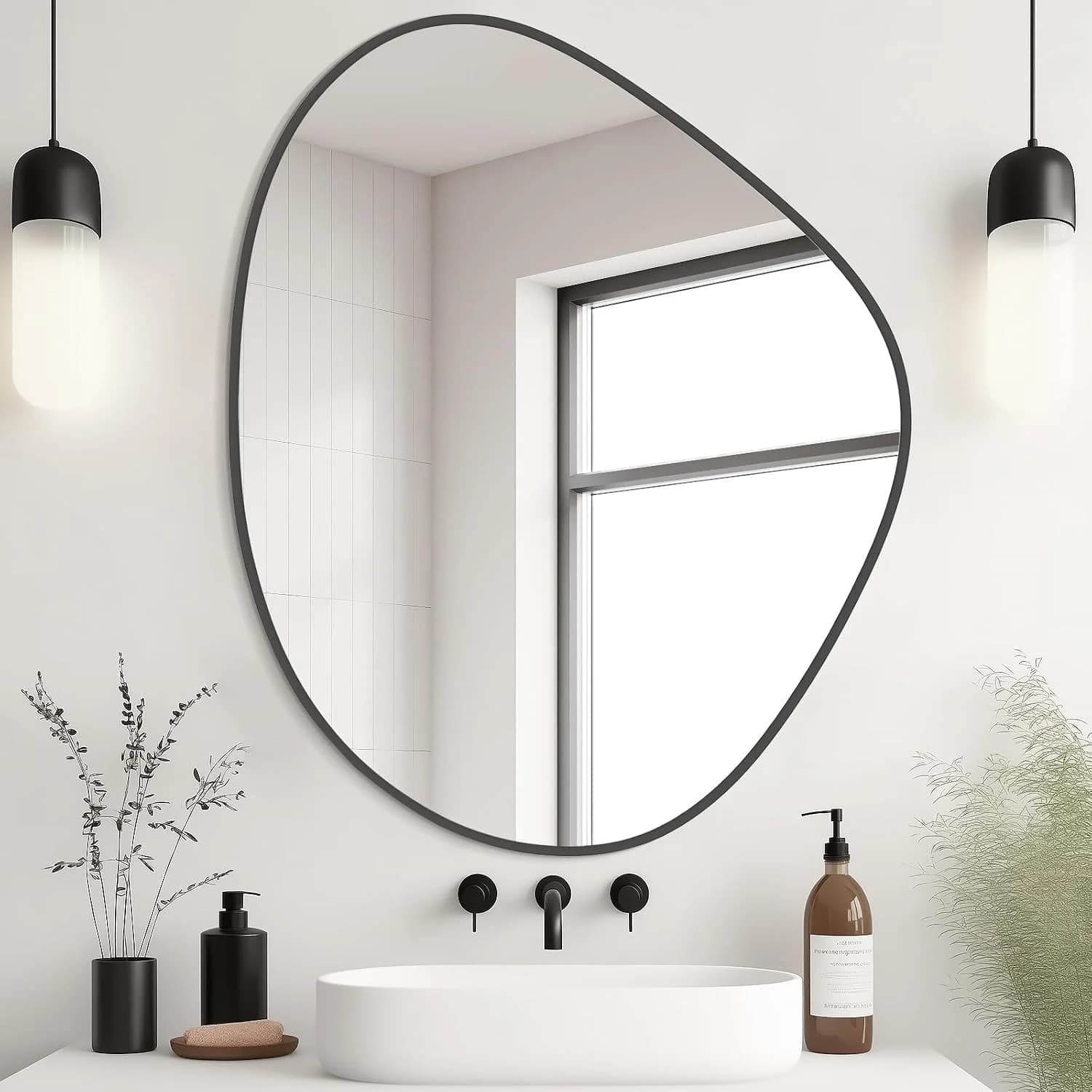 WallBeyond Asymmetrical Mirror, Irregular Wall Mirror for Bathroom, Abstract Wall Mirrors Decorative for Bedroom Living