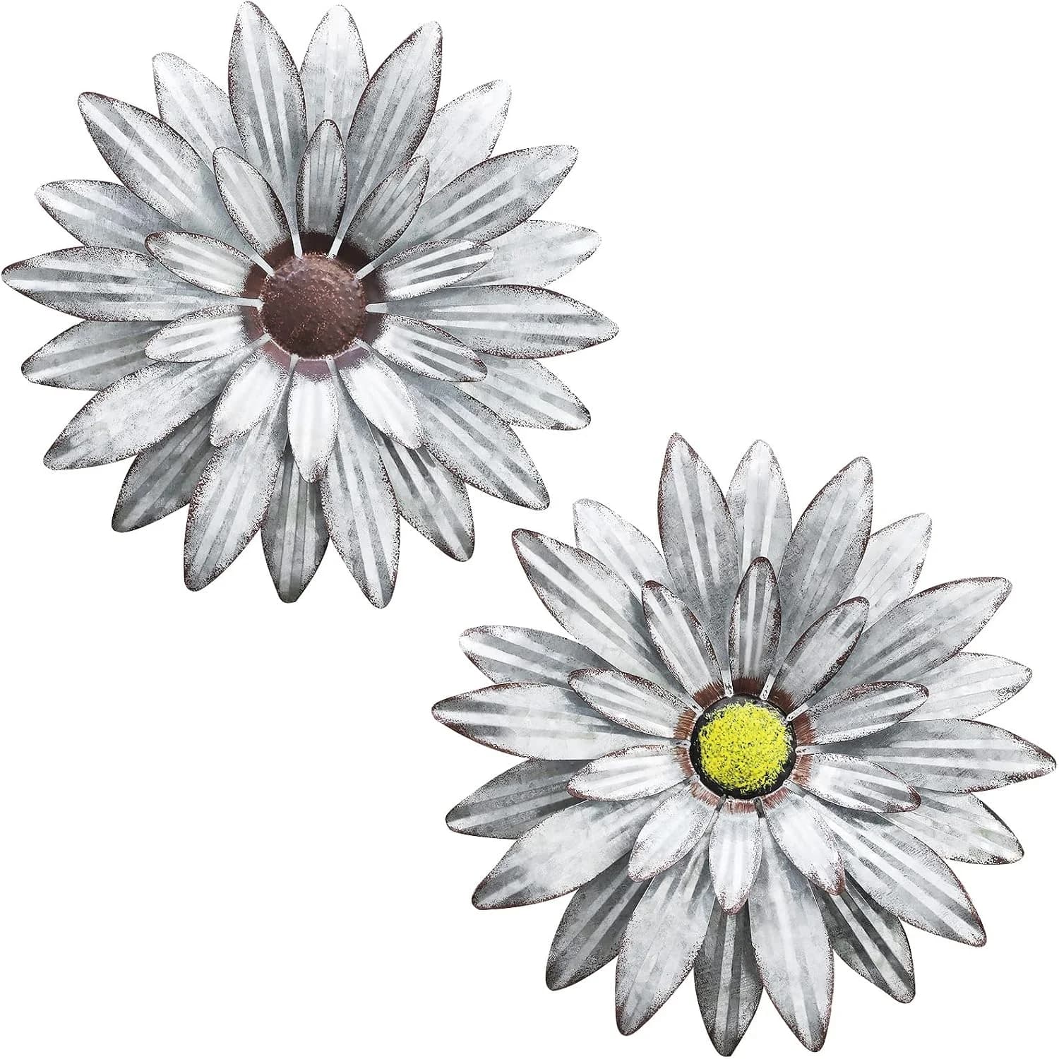 2-Pack Metal Flowers Wall Decor, 13-Inch Outdoor Wall Decor