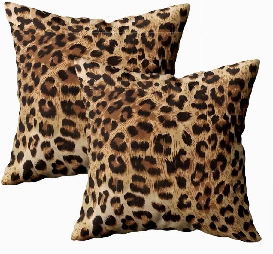 EMMTEEY Cheetah Leopard Print Pillow Covers 18x18 Set of 2