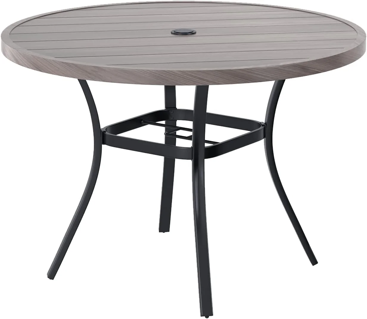 VICLLAX Round Patio Table with Adjustable Umbrella Hole, All Weather Outdoor Round Dining Table for Lawn Garden, 41.2"x