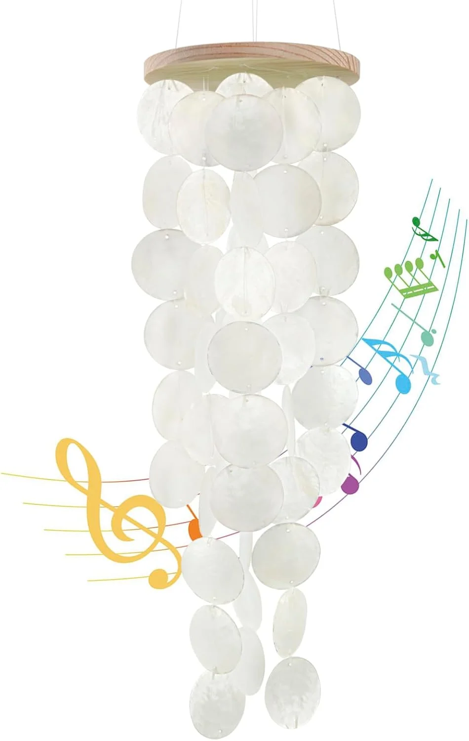 Wind Chimes for Outside - Handcrafted White Capiz Shells Windchime