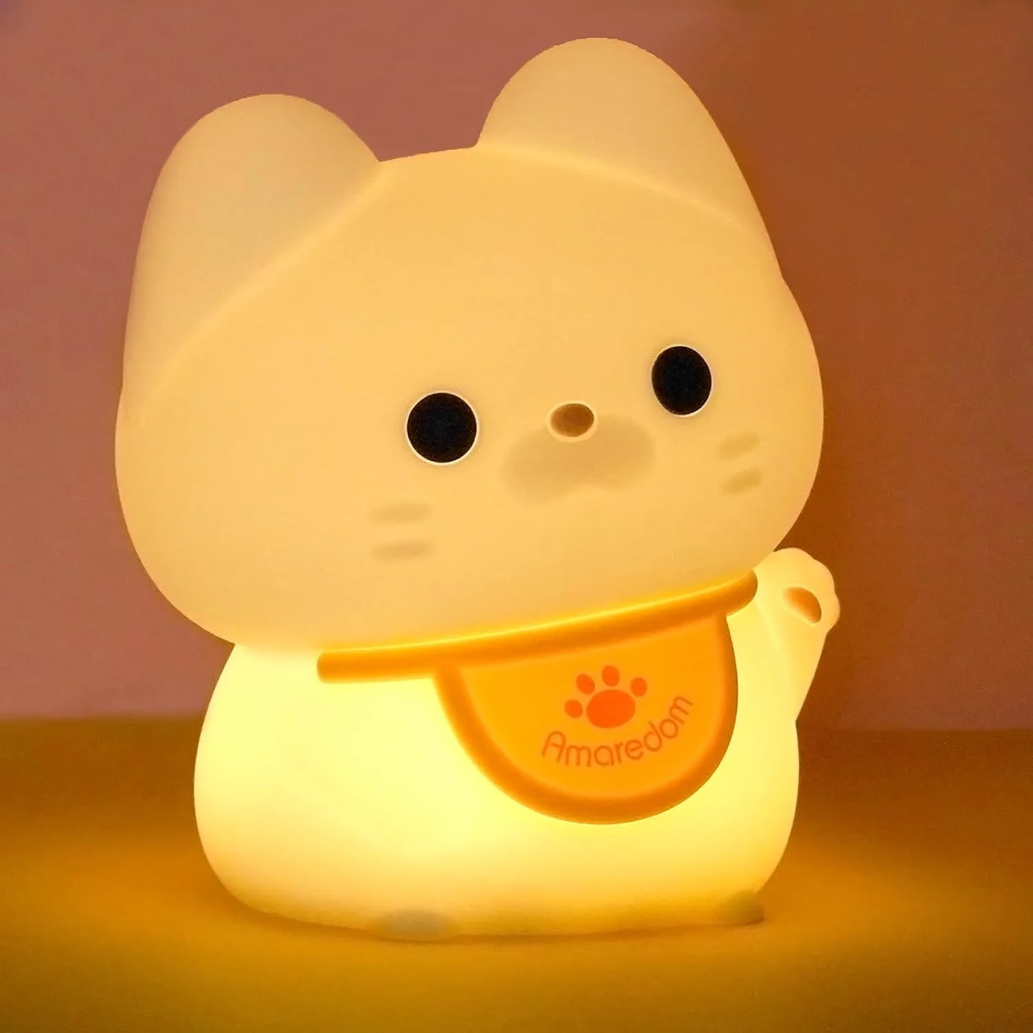 Amaredom Waving Kitten Night Light, Cute Cat Lamp, Baby Toddler Room Decor