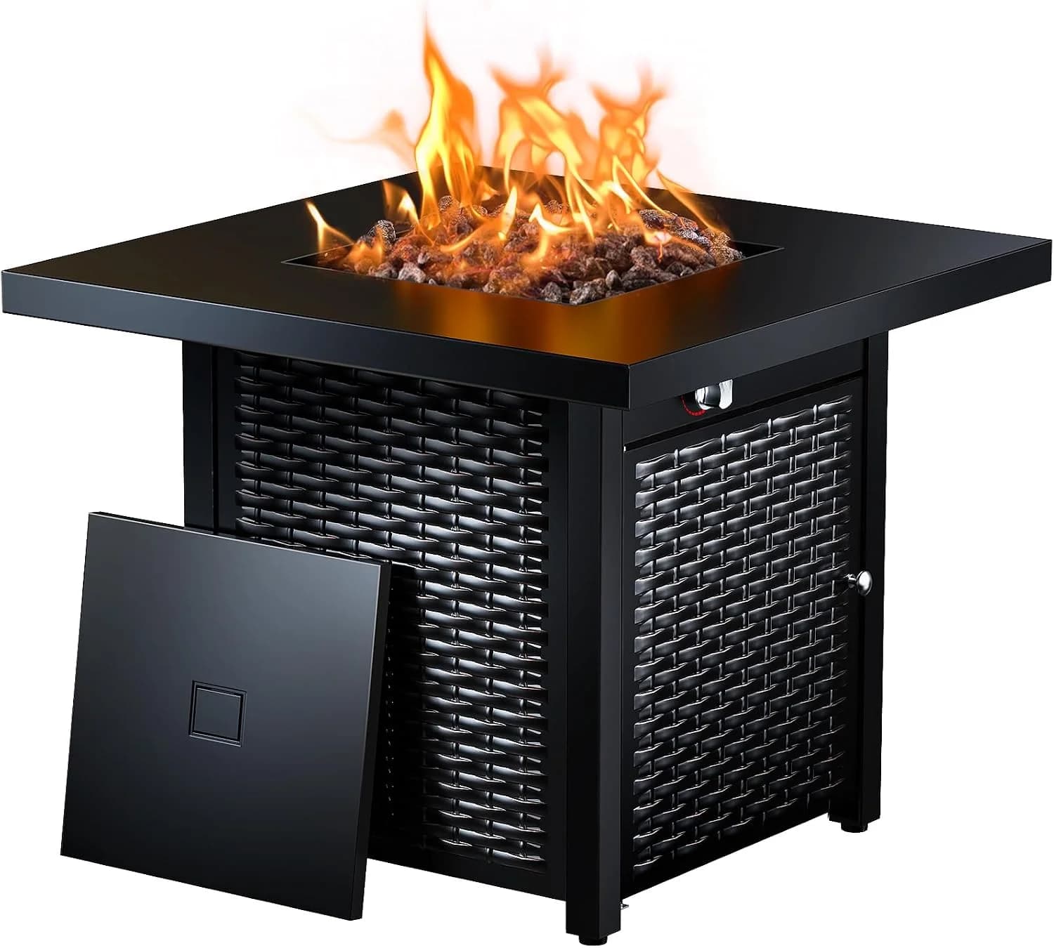 Ciays 28 Inch Propane Fire Pit CSA-Listed Outdoor Fire Pit Table, 50,000 BTU Steel Gas Fire Pits with Lid and Lava Rock,