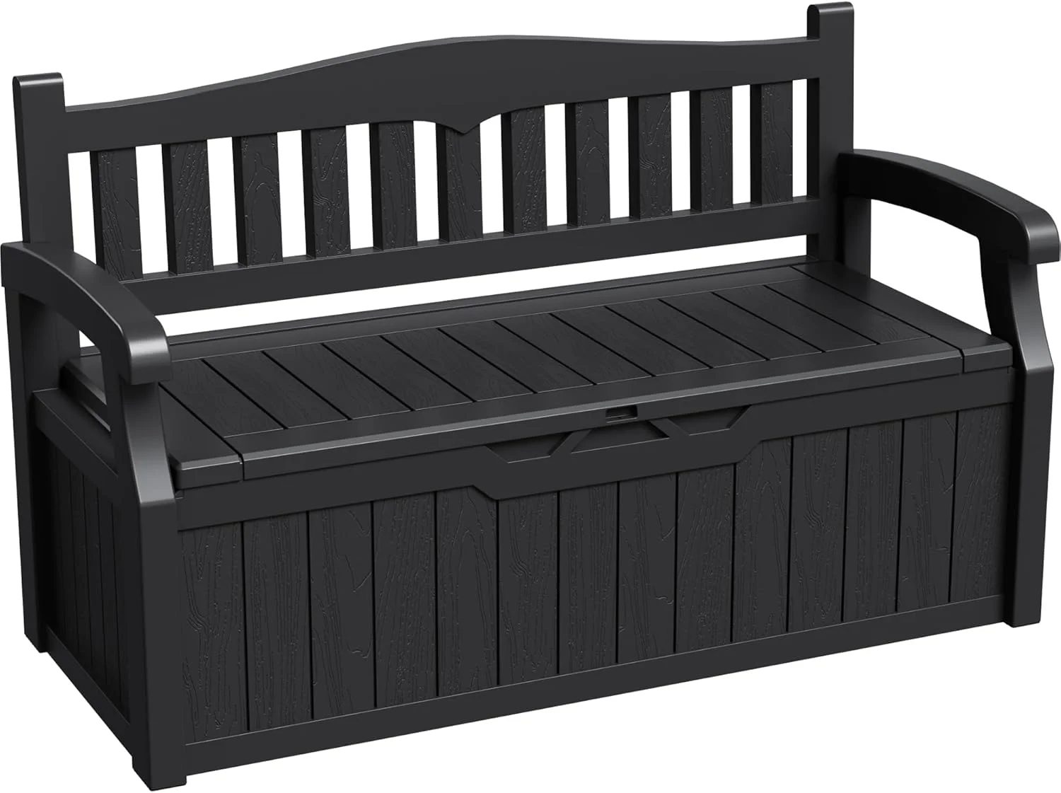 Greesum 80 Gallon Storage Bench Outdoor Deck Box with Armrest, Black