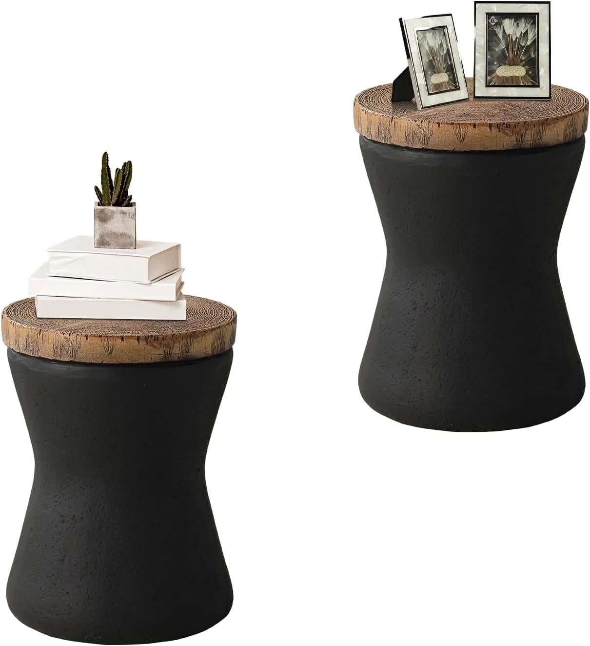 HOMPUS Outdoor Concrete Side Table Sets of 2, 2 Pieces Patio End Table