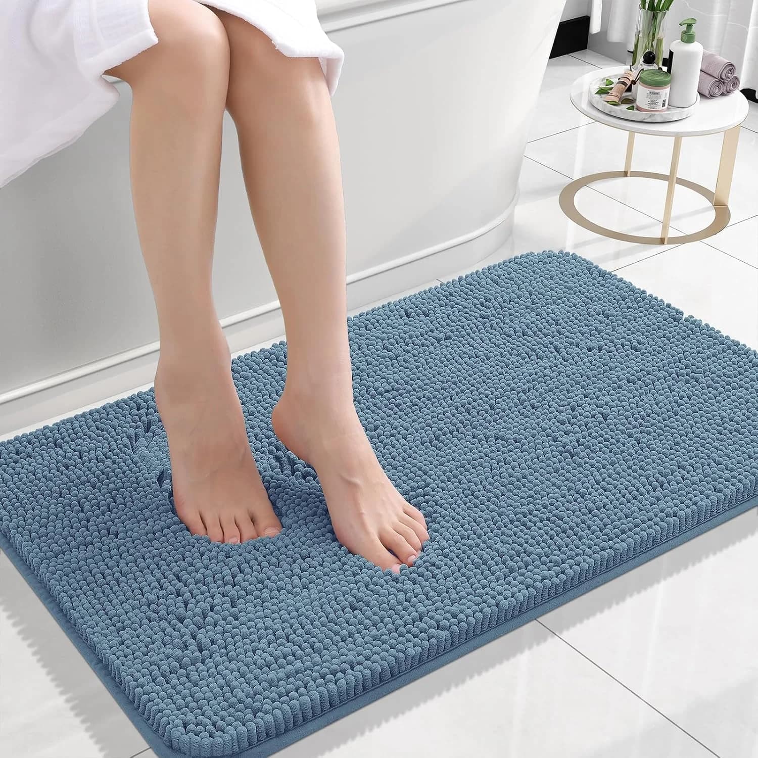 OLANLY Small Bathroom Rugs 24x16, Extra Soft Absorbent Chenille Bath Rugs