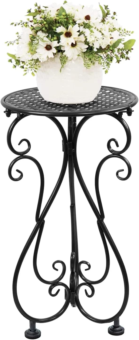 NAKUPE Plant Stand Indoor & Outdoor Flower Pot Stand 17" Tall Metal Plant Table,Single Planter Holder for Patio, Porch,