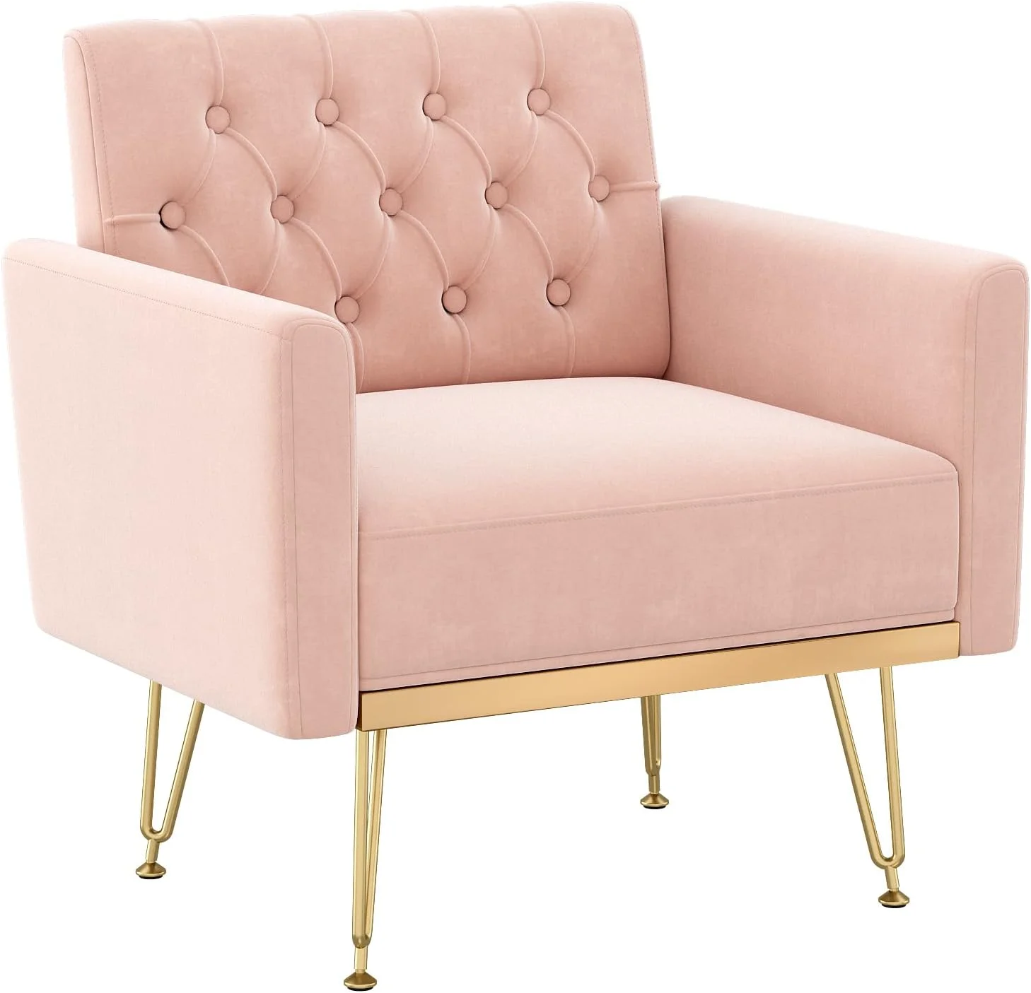 Olela Accent Chair with Arm for Living Room, Velvet Modern Armchair, Pink