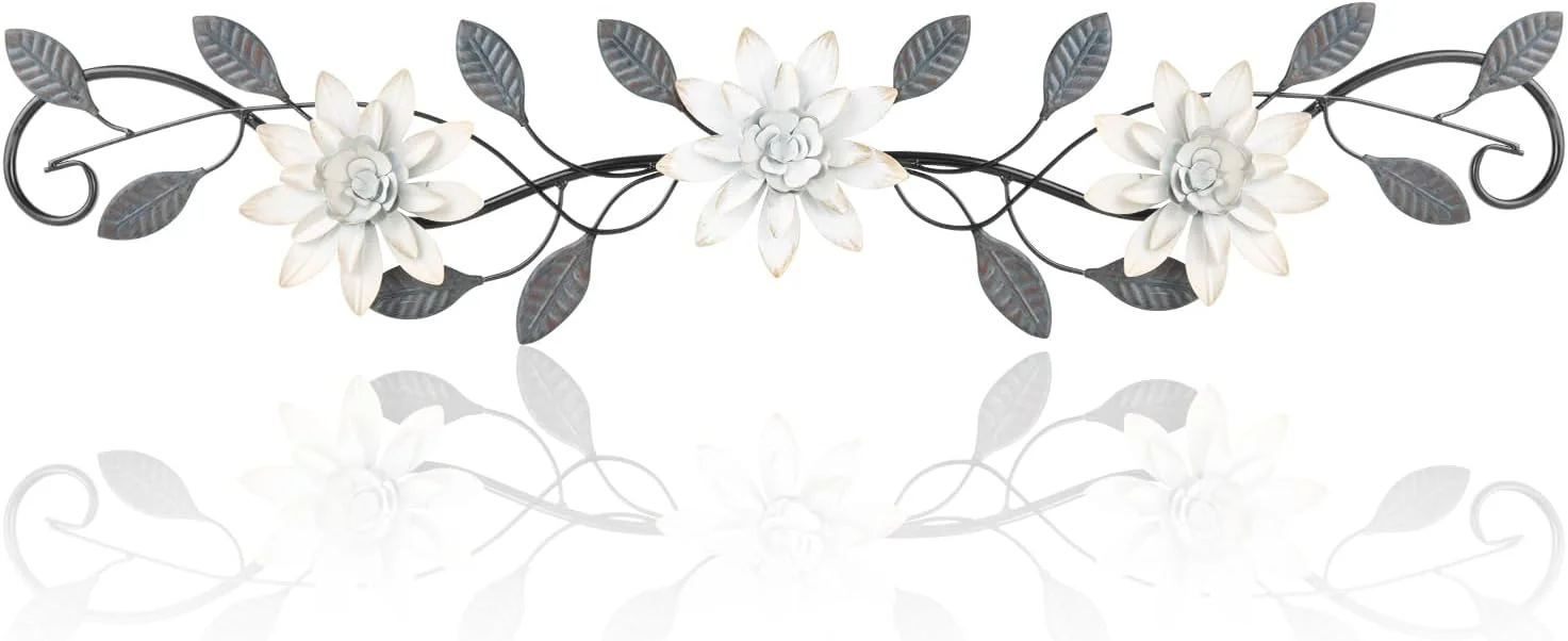 KHJCXS Metal Wall Art Modern Minimalist Metal Flowers Indoor Decor Horizontal Wall Art Iron Artwork,for Over Door,Bedroo