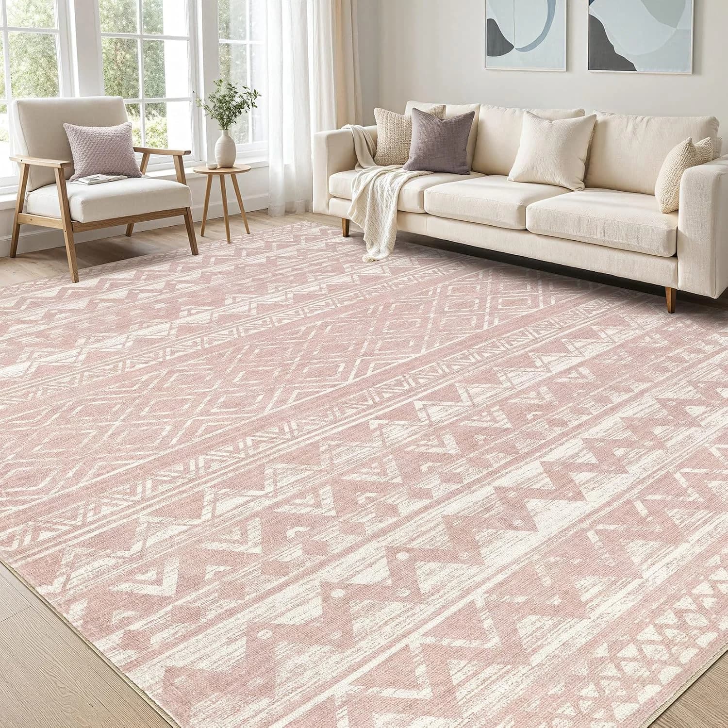 cotiled Boho 9x12 Area Rug for Living Room: Large Moroccan Washable Rug