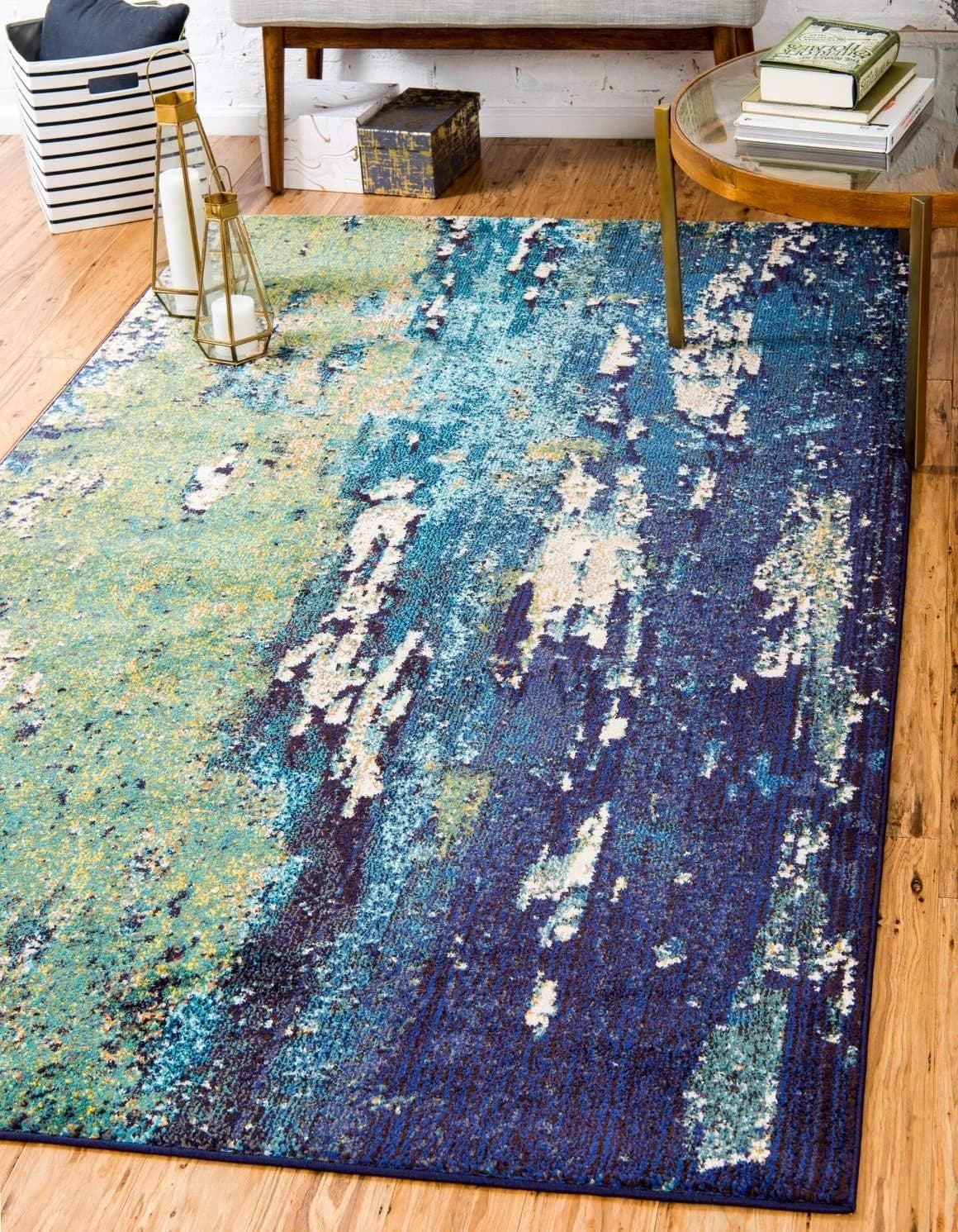 Unique Loom Estrella Collection Distressed, Landscape, Abstract, Modern, Earth Tones Area Rug (3' 3 x 5' 3 Rectangular,