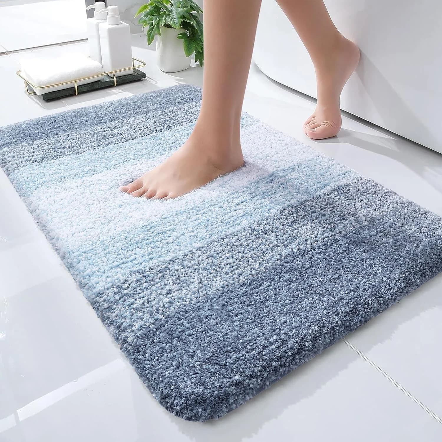 OLANLY Small Bathroom Rugs 24x16, Extra Soft Absorbent Microfiber Bath Rugs
