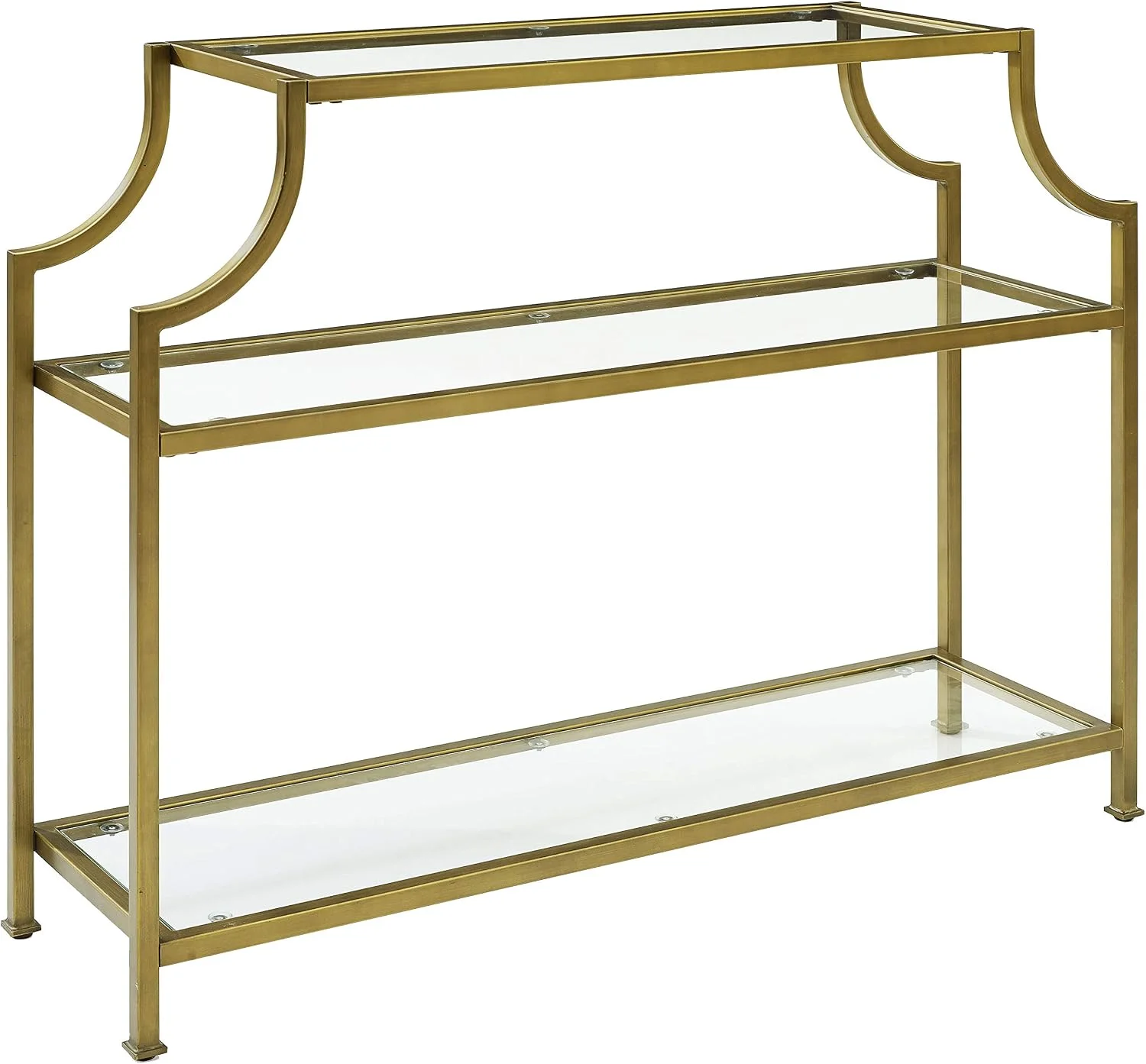 Crosley Furniture Aimee Console Table, Glass Shelves
