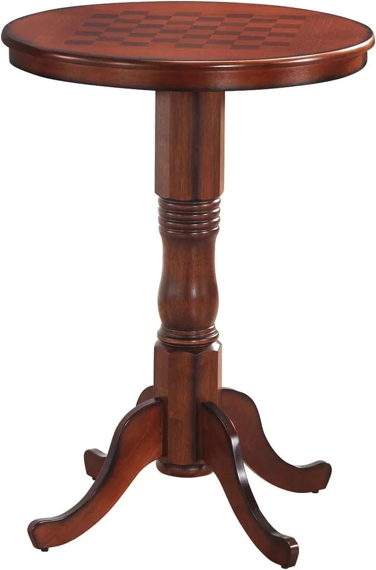 GIANTEX Round Dining Table, 30" D X 41.5" H, Wooden Pub Pedestal Side Table W/Chessboard, Adjustable Foot Pads, Multi-Pu