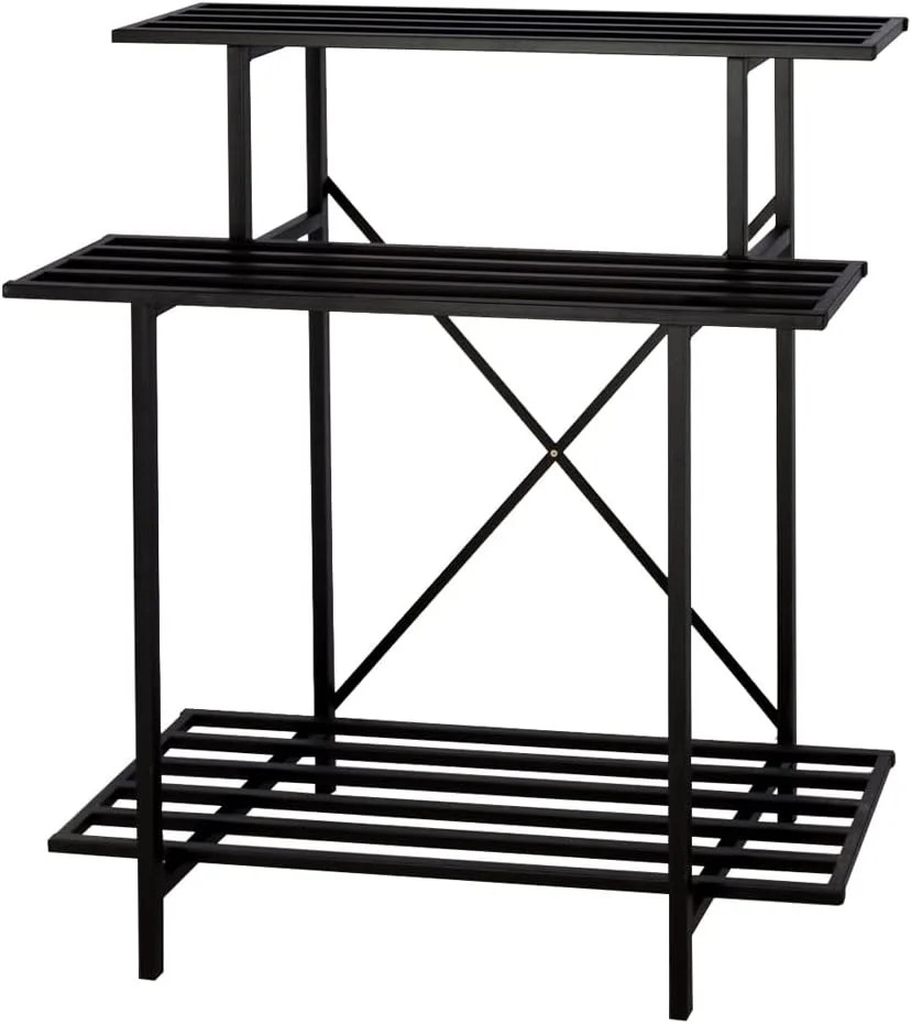 Zhongma 3 Tier Sturdy Plant Stand Space-Saving Heavy Duty Plant Holder for Home Indoor and Outdoor, L35.43 xW17.32 x H39