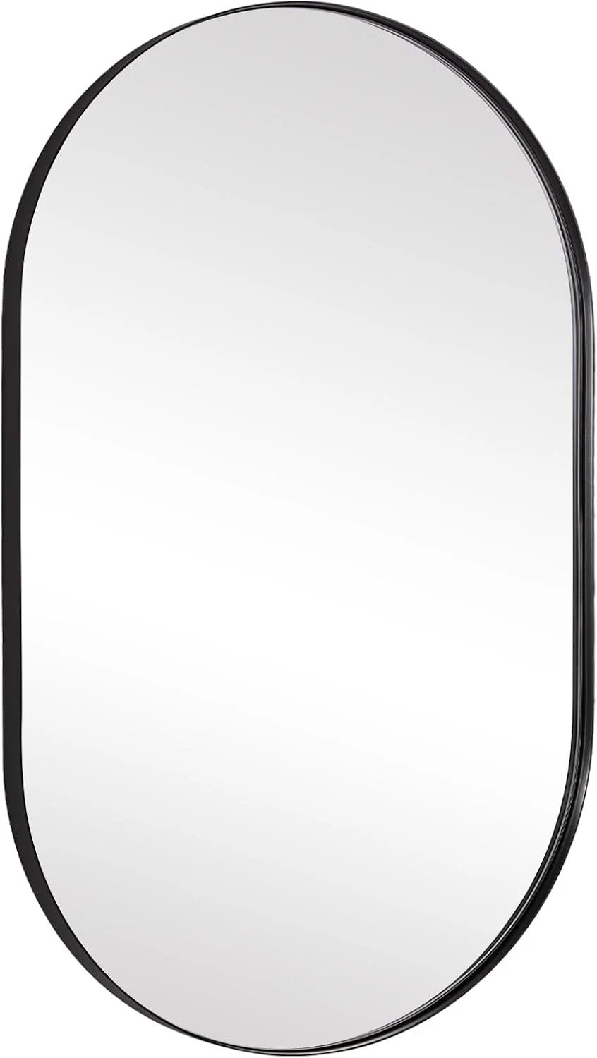 ANDY STAR Black Mirror Vanity, 24x36’’ Oval Mirrors for Bathroom, Black Oval Mirror, Pill Shaped Mirror, Vanity Mirrors