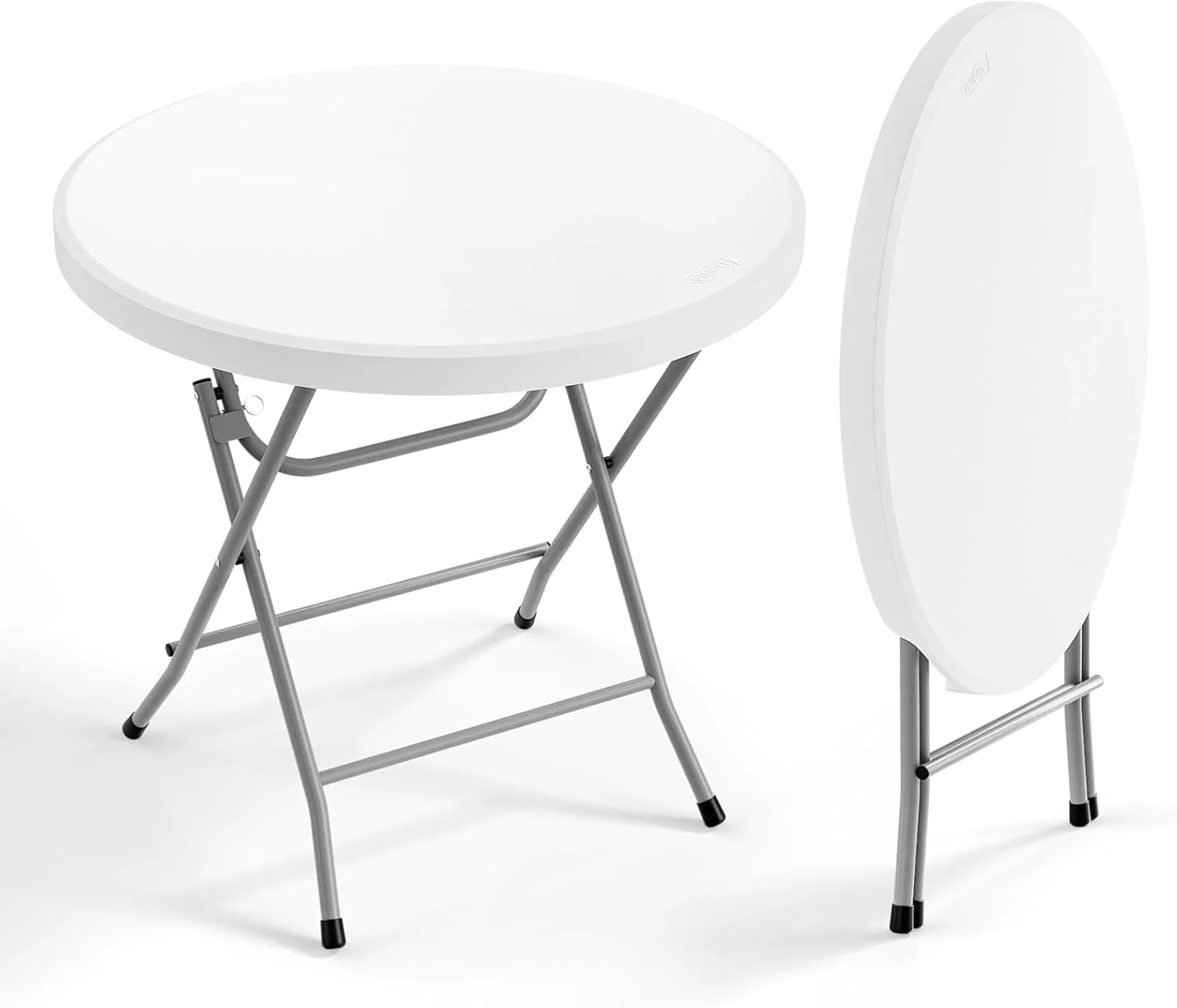 VINGLI 32" Round Folding Commercial Banquet Table, Portable Plastic Coffee Card Dining Table for Kitchen or Outdoor Part