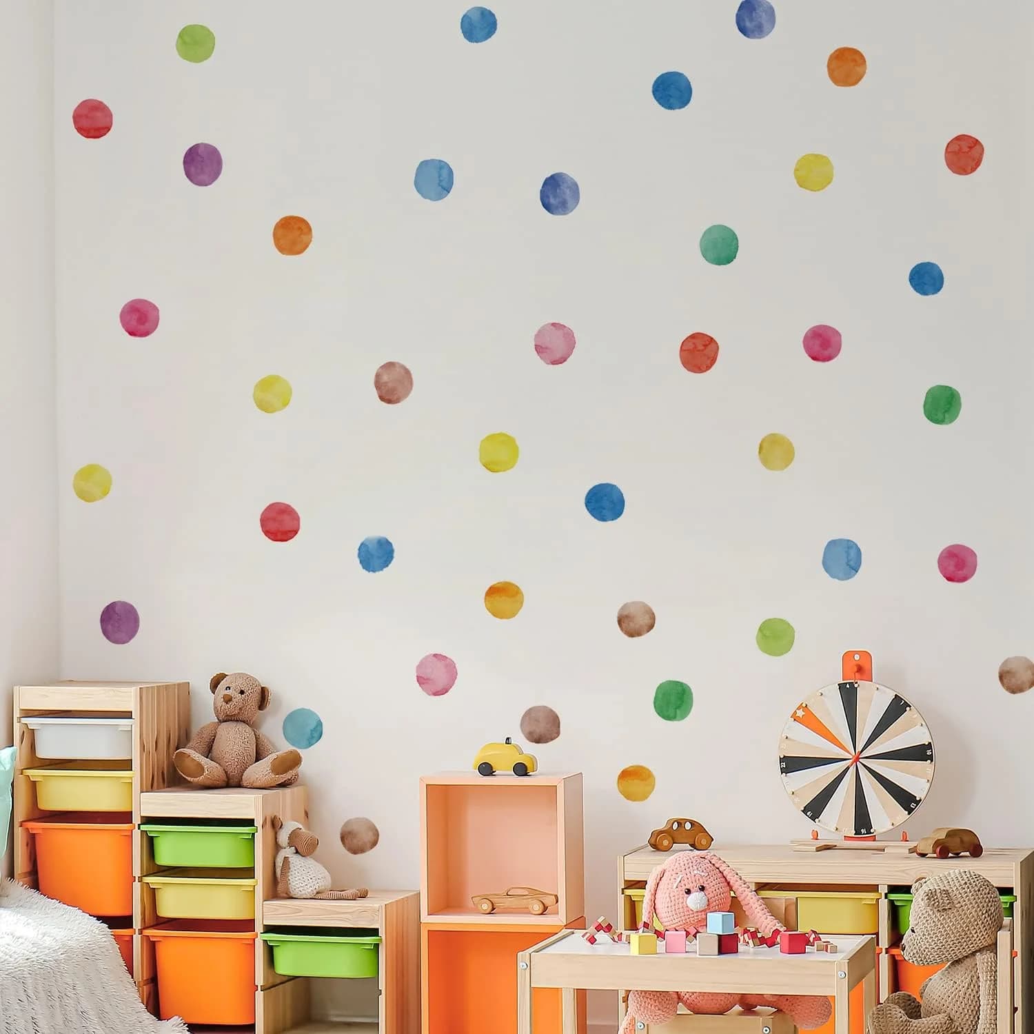 YouRfocus Colorful Polka Dot Wall Decals for Playroom, Peel and Stick