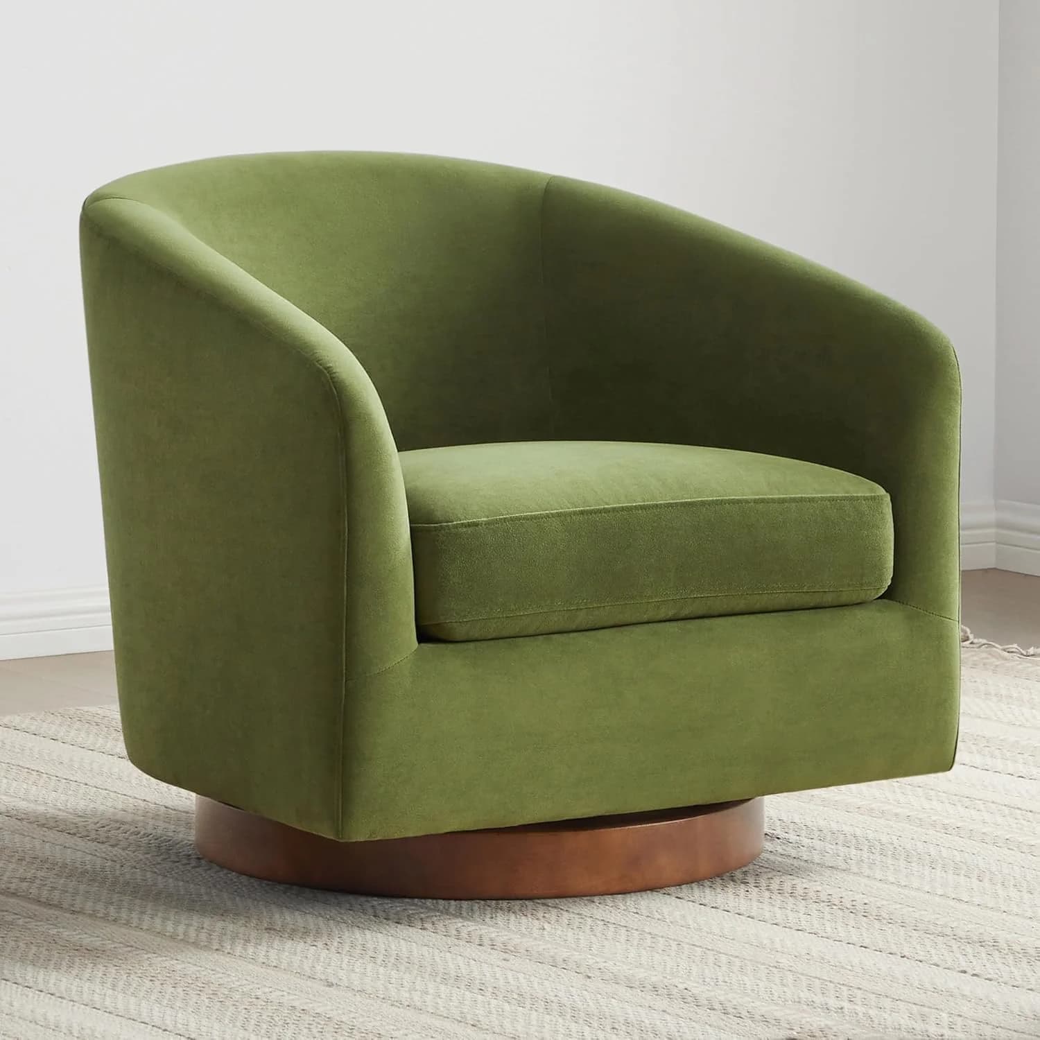 CHITA Swivel Accent Chair, FSC Wood Frame, Fully Assembled, Forest Green