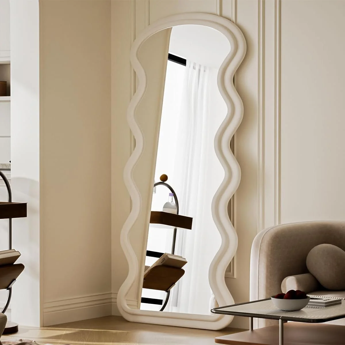 Koonmi 63“x24” Wavy Mirror Full Length, Flannel Full Body Mirror
