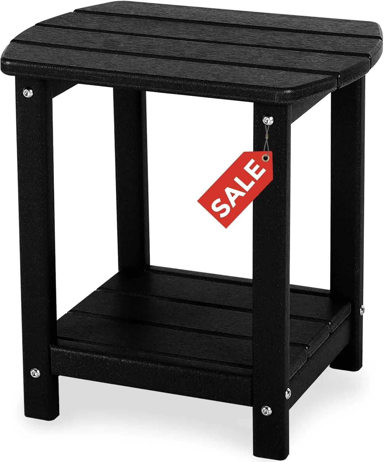 Adirondack Square Outdoor Side Table,2-Tier Storage Patio Side Table, HDPE End Tables for Backyard Pool Porch Garden Law