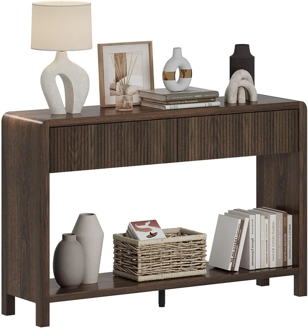 FATORRI Console Sofa Table with 2 Drawers, 47.2 inch Wood Couch Table Behind Sofa, Farmhouse Entryway Tables for Hallway
