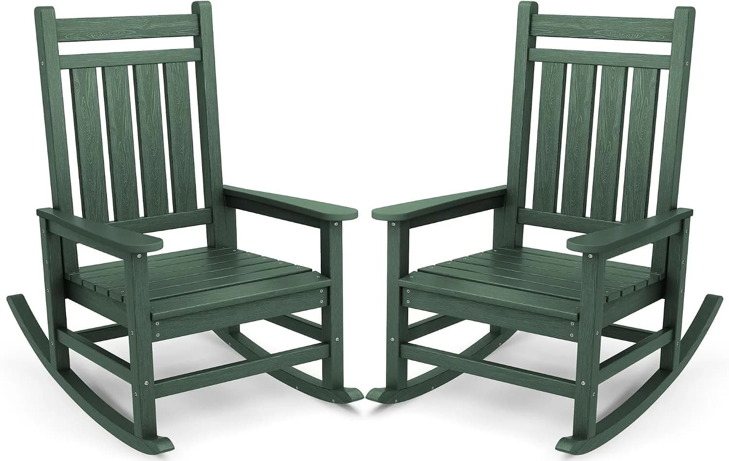 SERWALL Outdoor Rocking Chair Set of 2, HDPE Rocker for Adults, Green