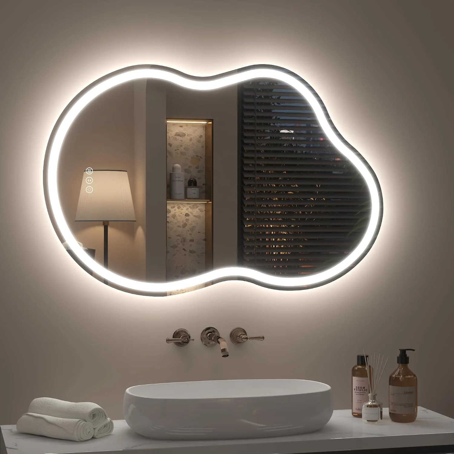 20x32 Inch Irregular Led Bathroom Vanity Mirror with Lights