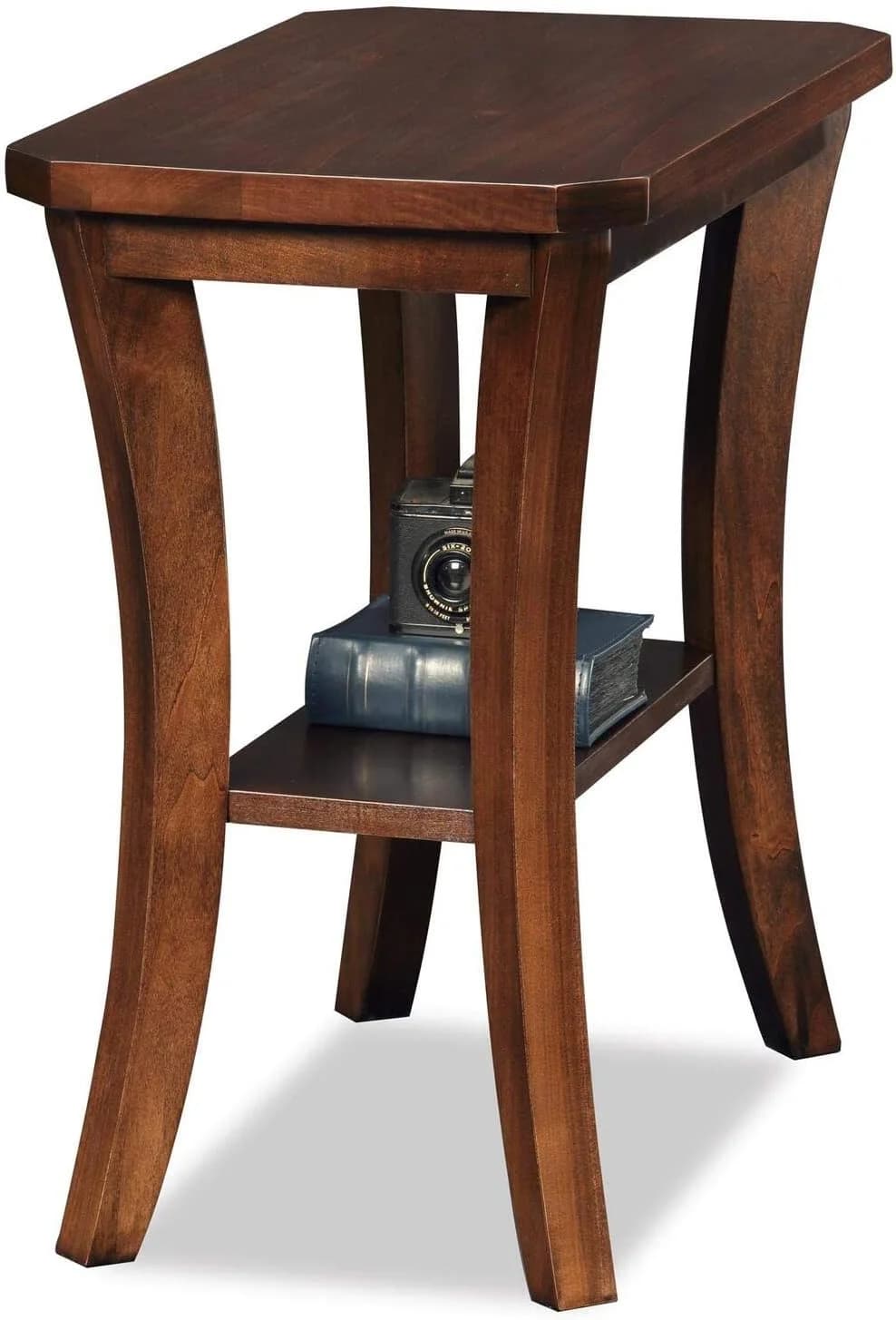Leick Home Boa End Table, Solid Wood, Narrow, Bottom Display Shelf, Easy-Assembly, For Living Room/Bedroom, Chocolate Oa