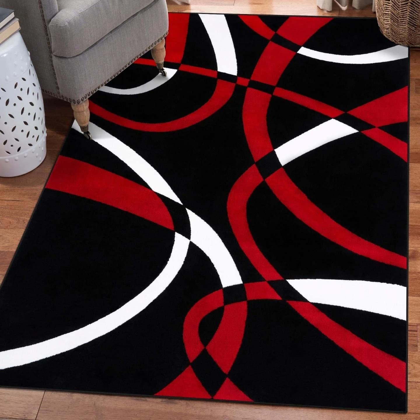 Luxe Weavers Geometric Abstract Area Rug Red 8x10