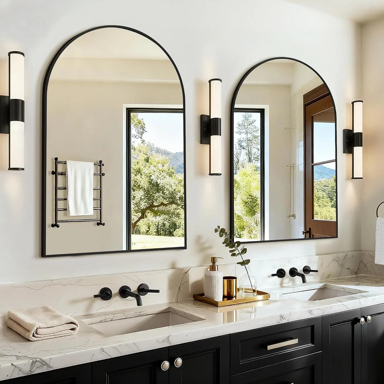 Arched Bathroom Vanity Mirror for Over Sink, 2 Pack 30”x20”, Black