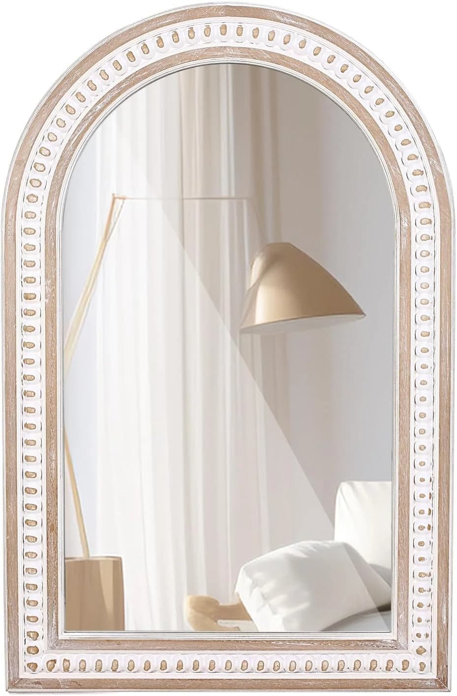 36x24 Inch Arched Wall Mirror, Rustic Farmhouse Arch Mirror for Bathroom