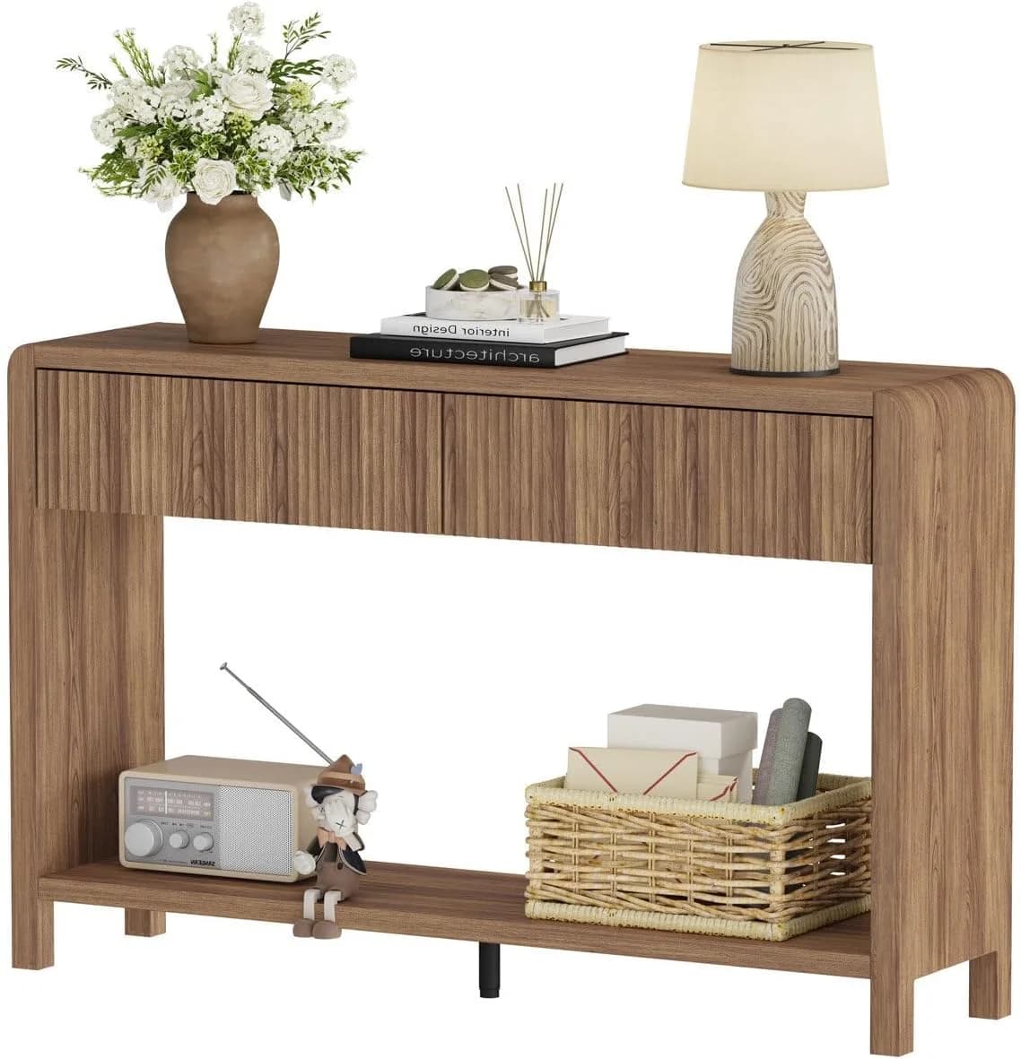 FATORRI Console Sofa Table for Entryway, 47.2 Inch Wood Foyer Tables for Living Room, Farmhouse Couch Table behinde Sofa