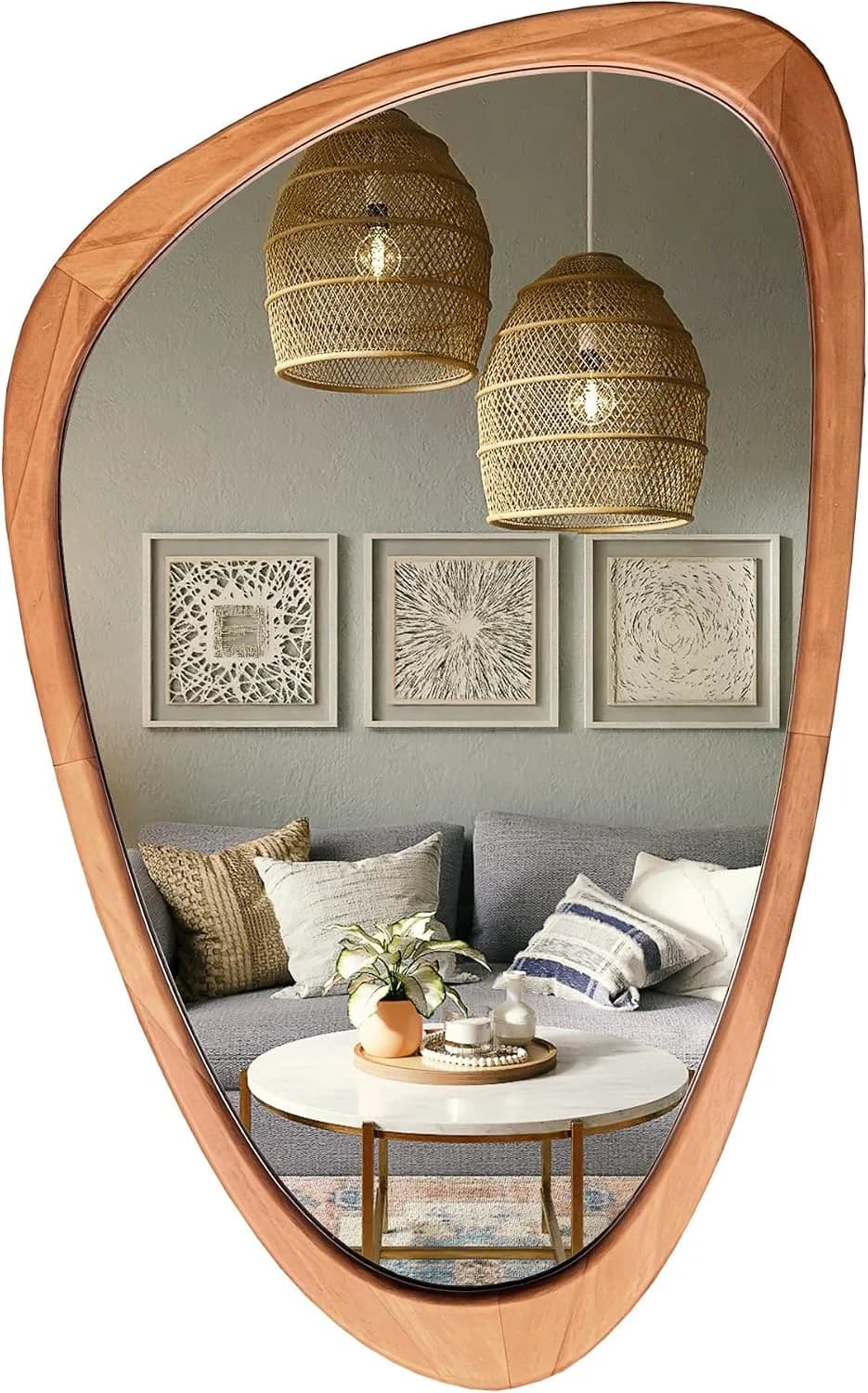 WallBeyond Asymmetrical Mirror, Irregular Wall Mirror, Wall Mirrors Decorative for Bedroom Living Room Entryway Hall, Wo