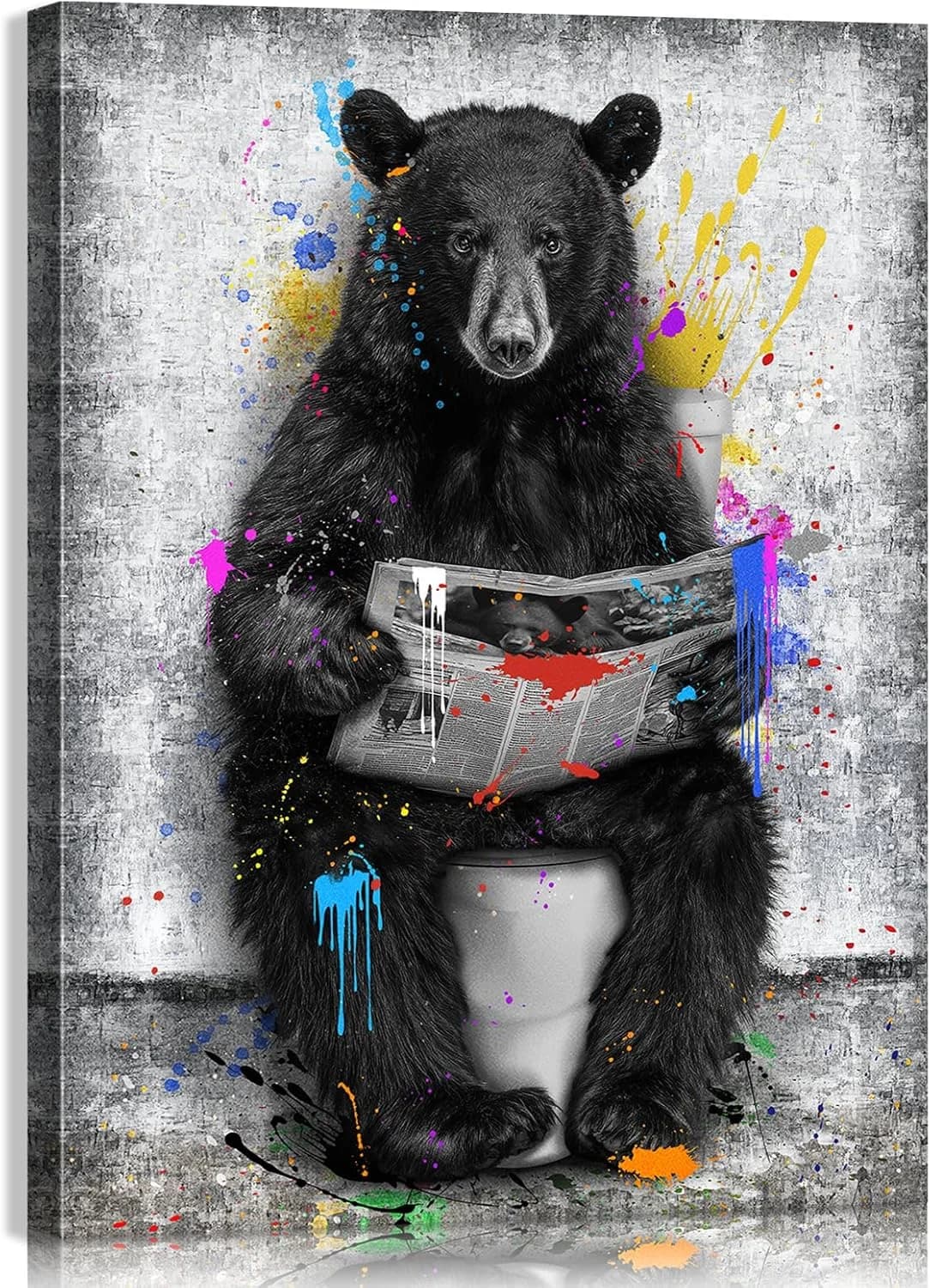 Funny Bathroom Wall Art Bear Pictures Wall Decor Humorous Animal Poster